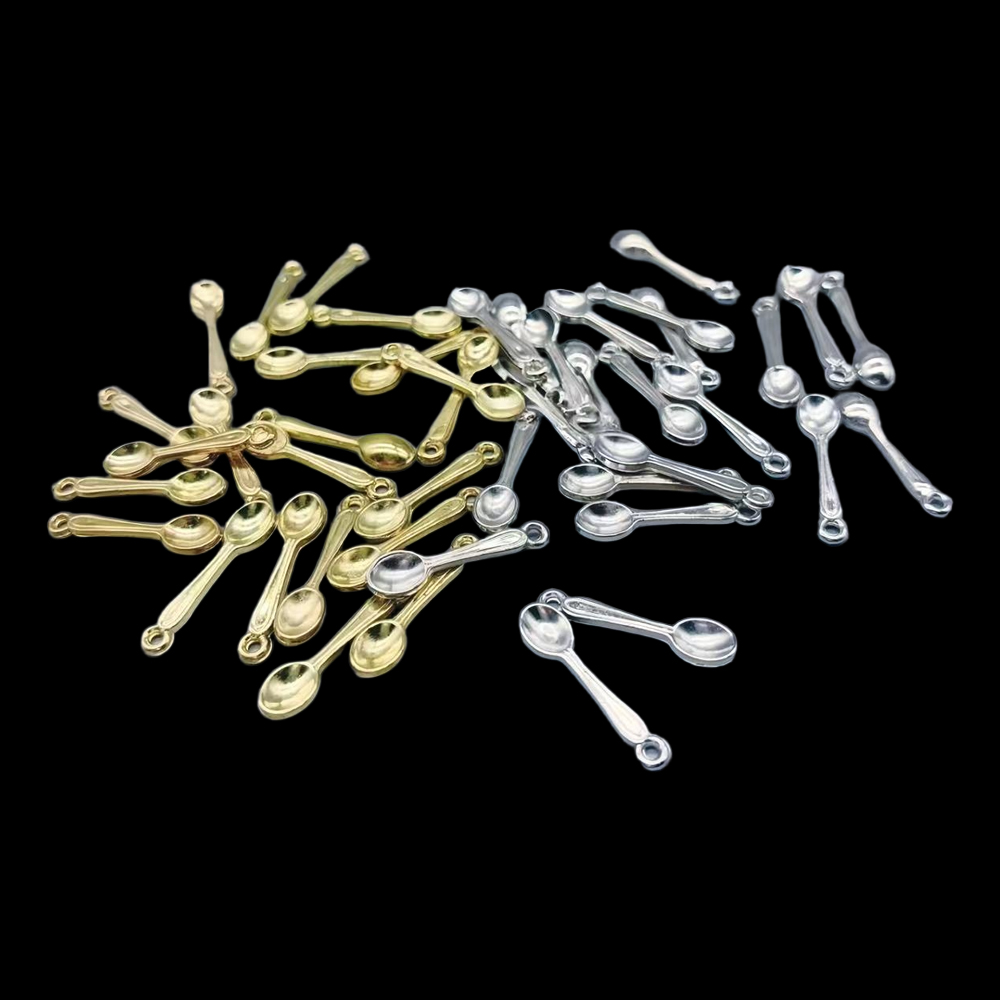 Gold Cutlery Flatware - 100 pçs pequena colher charme banhado