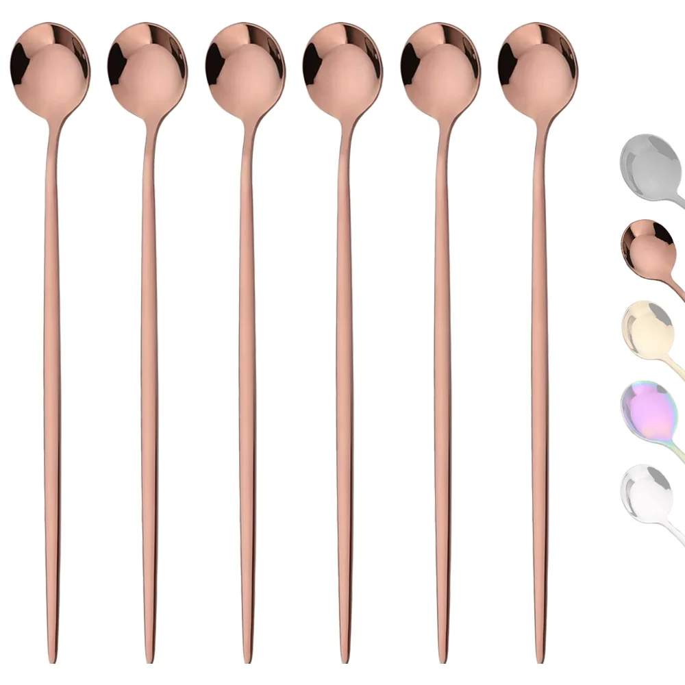 Gold Cutlery Flatware - Colher de gelo com cabo longo,