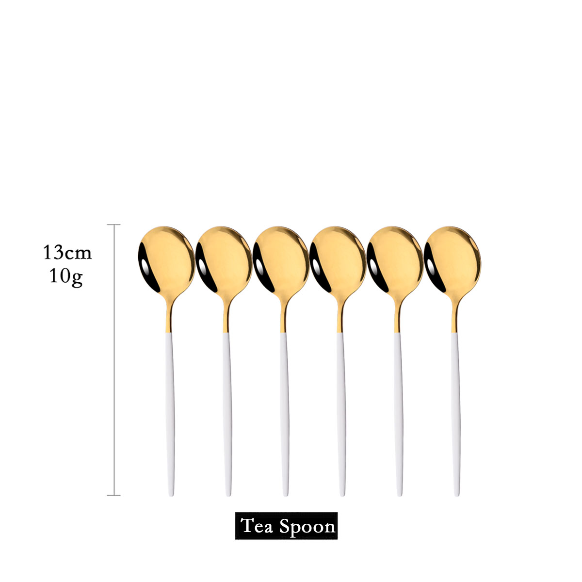 Gold Cutlery Flatware - 6 pçs espelho branco ouro colher