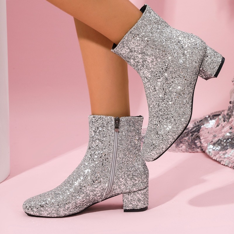 Luxury Lifestyle Shoes - Botas Femininas de Moda com Lantejoulas
