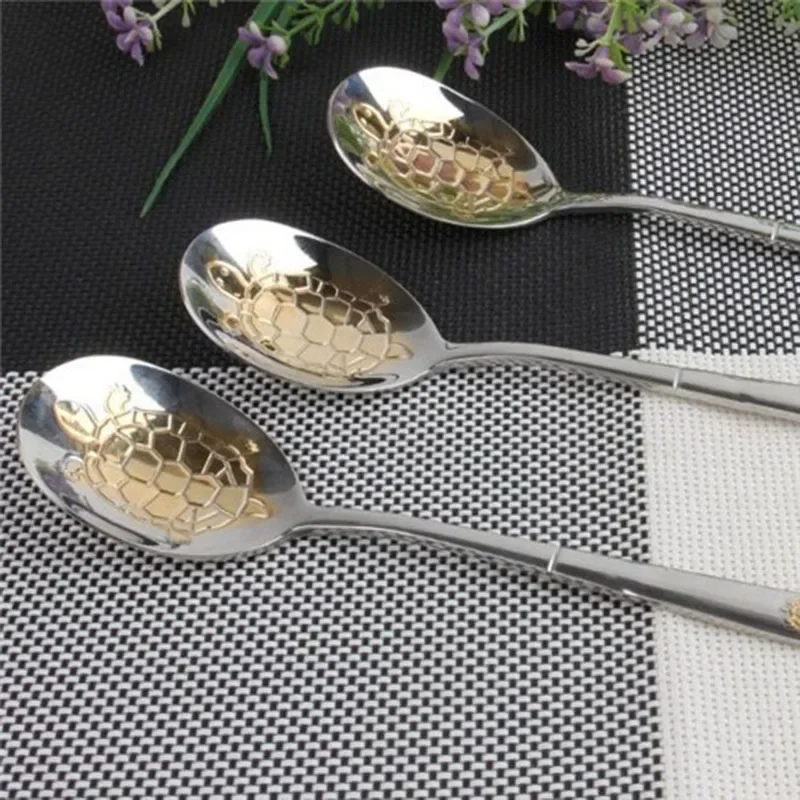 1 peça colher de jantar tartar - Gold Cutlery Flatware avaliação e preço