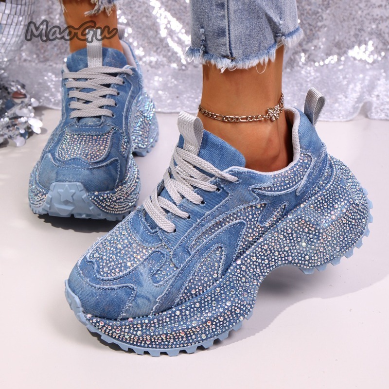 Moda strass feminino chunky tê - Luxury Lifestyle Shoes avaliação e preço