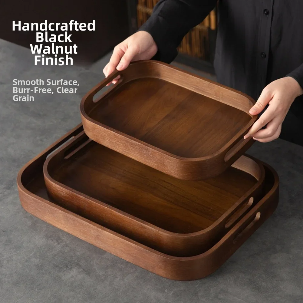 Bandeja de chá de madeira com  - Wooden Serving Tray avaliação e preço
